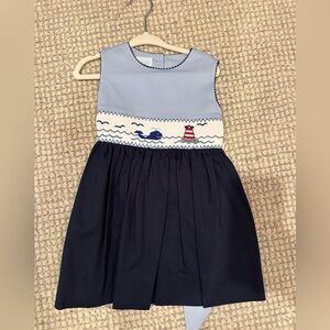 Navy and Light Blue Sleeveless Dress with Nautical Design